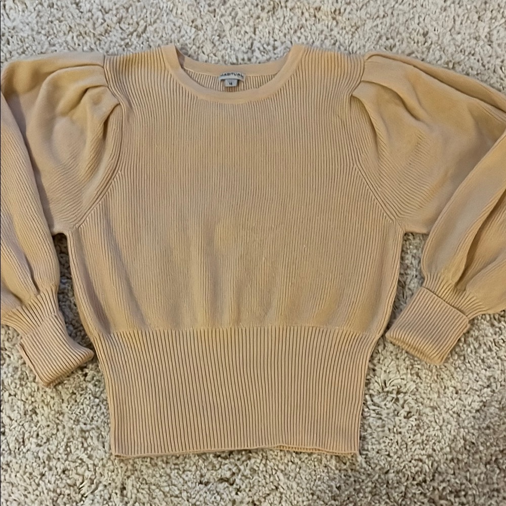 Girls Tan Pleated Sweater